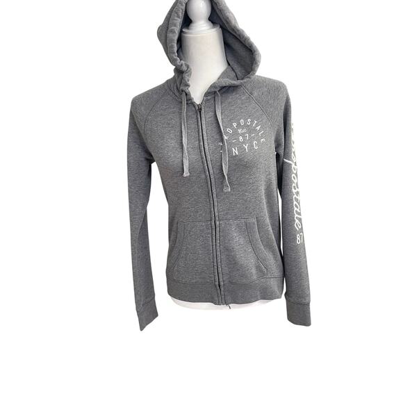 Aeropostale  Y2K Women's Full-Zip Hoodie Size Small Gray & White - Picture 1 of 8